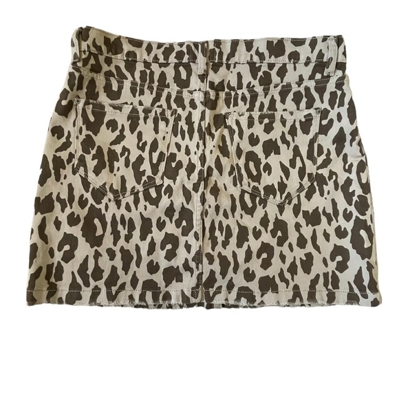 Kenzie Animal Print Mini Skirt Size 10 Stretch Denim Brown & Tan - Picture 11 of 12